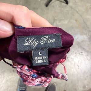 Lily Rose Burgundy and Pink Floral Dress